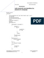 Program To Identify Keywords and Identifiers For Declaration Statement of C Language