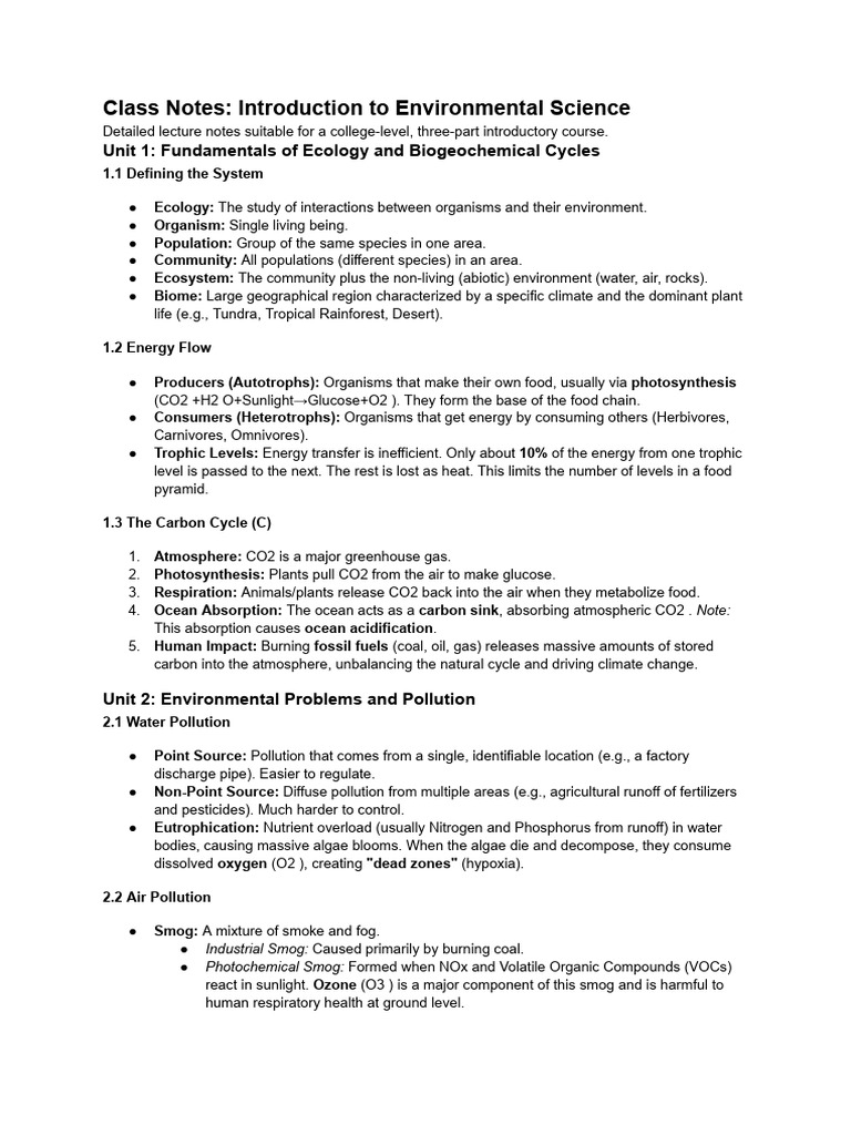 Class Notes - Introduction To Environmental Science | PDF | Greenhouse ...