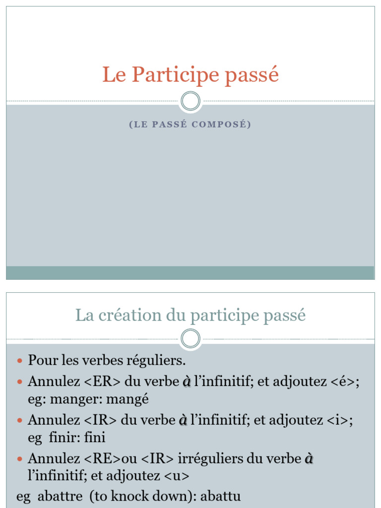 Formation du participe passé en français | PDF