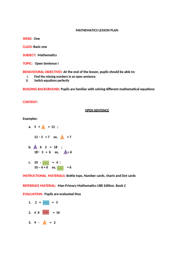 Mathematics Lesson Plans for Basics 1-2 | PDF | Mathematics | Money