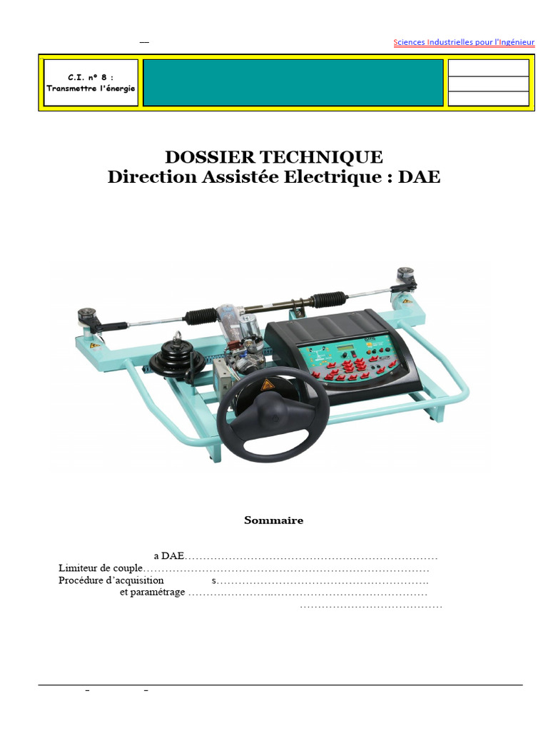 Dossier Technique sur la DAE | PDF | Capteur | Mécanique