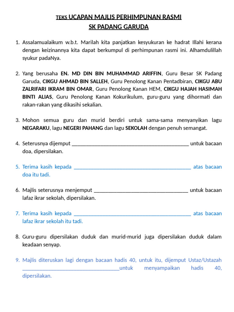 Teks Ucapan Majlis Perhimpunan Rasmi Sekolah | PDF