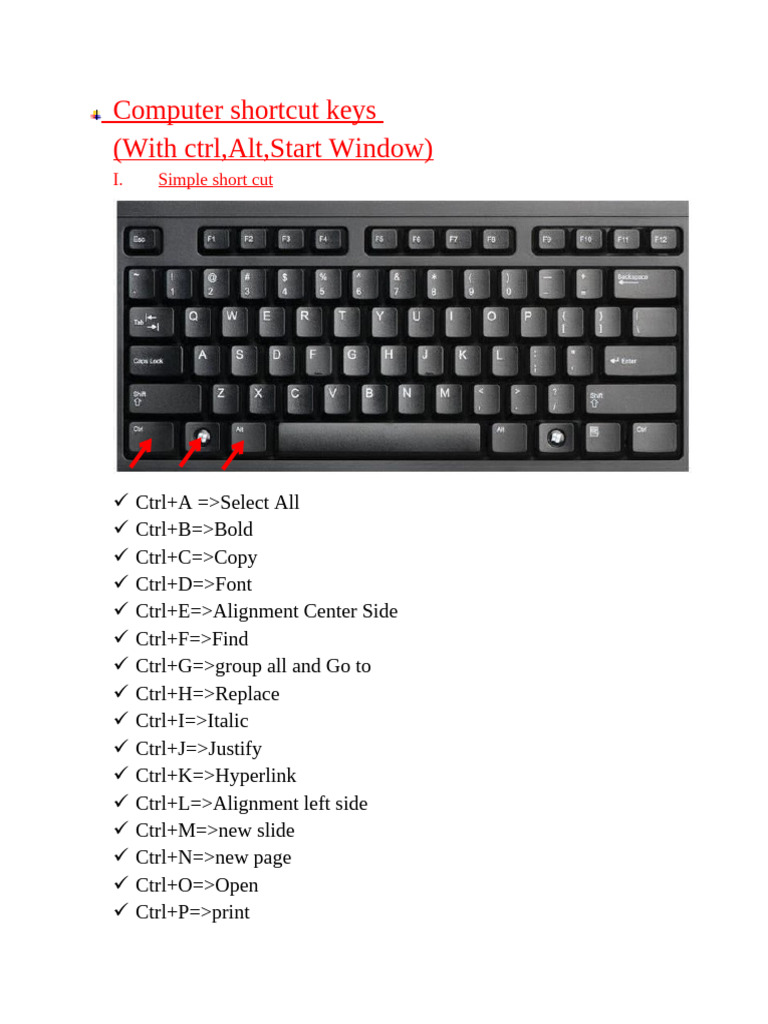 Computer Keyword Shortcut Keys | PDF