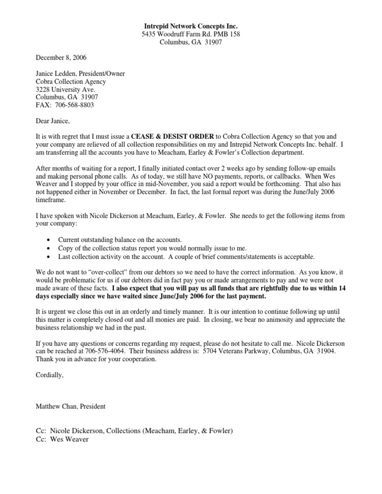 Intrepid Network Concepts Inc. CC Nicole Dickerson, Collections