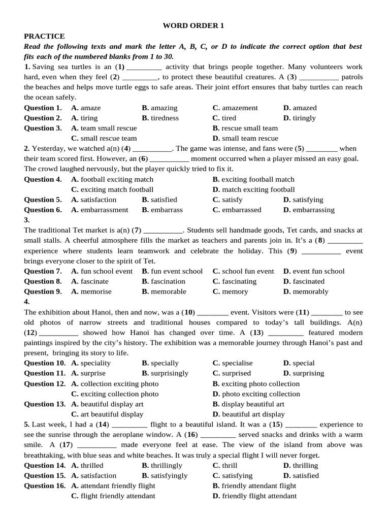 Word Order Practice Exercises | PDF | Water Pollution | Water