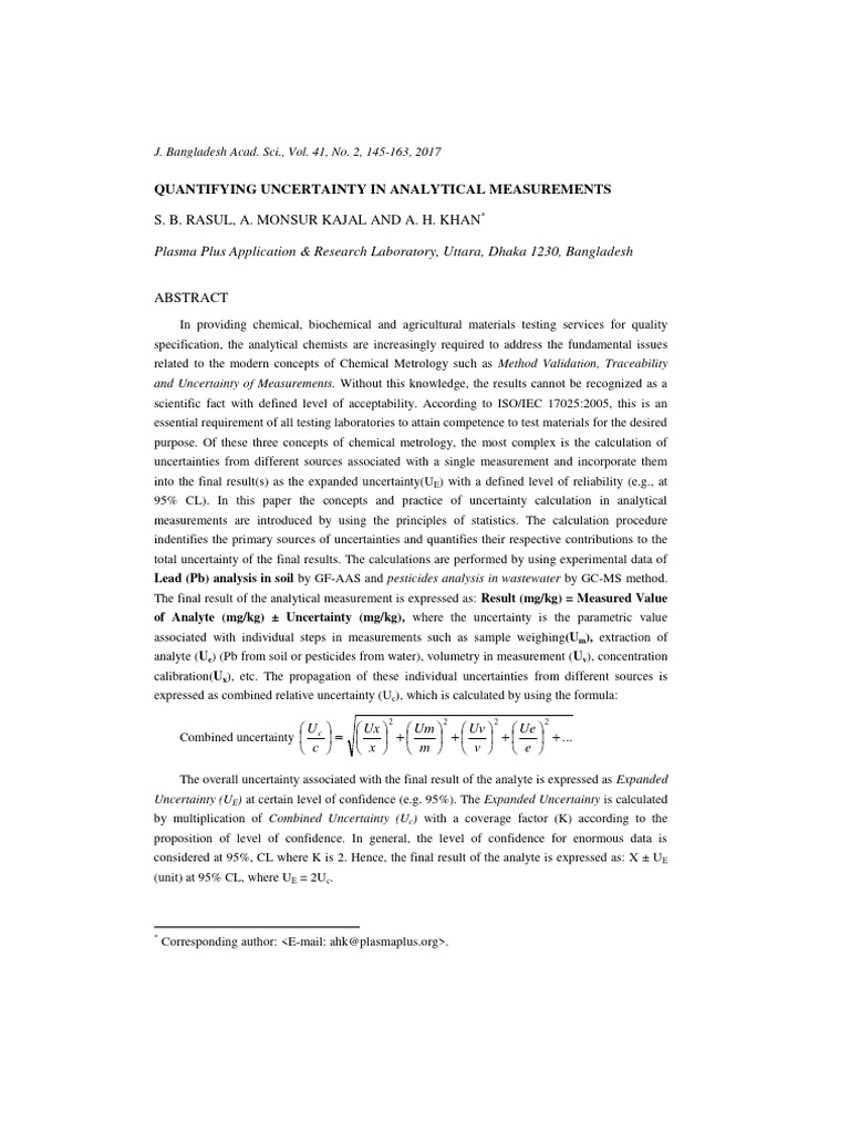 Quantifying Uncertainty in Analytical Me | PDF | Observational Error ...