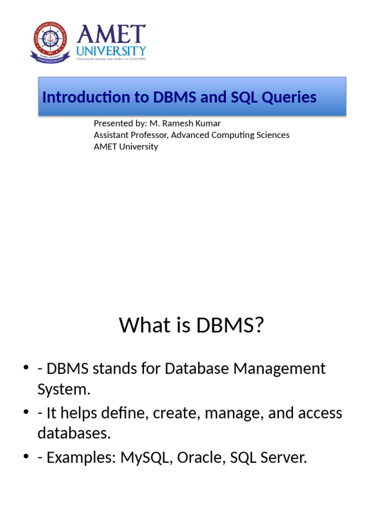 DBMS and SQL Queries Overview | PDF