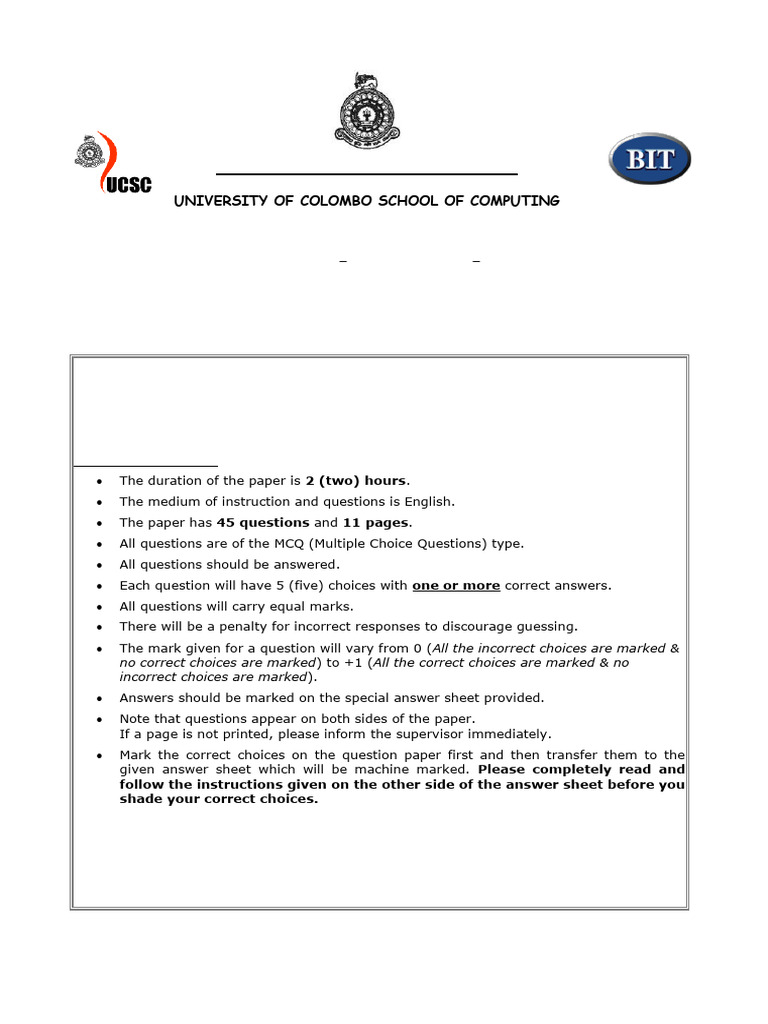 Programming I Exam Paper - University of Colombo | PDF | Computer ...