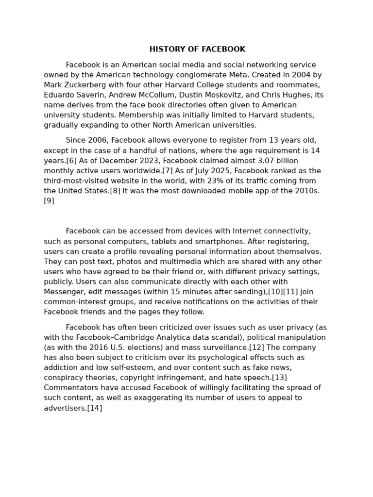Overview of Facebook's History | PDF