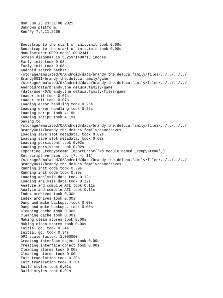 Ren'Py Game Initialization Log | PDF | Computer Programming | Operating ...