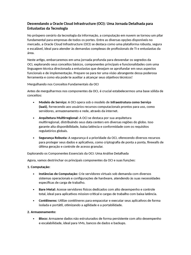 Explorando Oracle CLI na OCI | PDF | Informática | Computação em nuvem