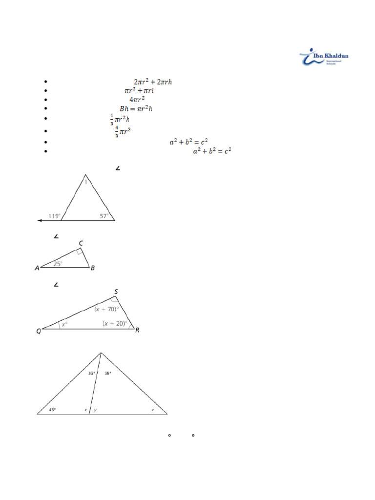 Grade 8 Geometry Worksheet: Area & Volume | PDF | Area | Sphere
