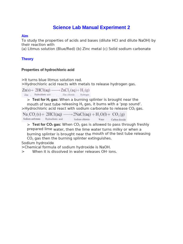 Acids and Bases Properties Experiment | PDF | Sodium Hydroxide | Hydroxide