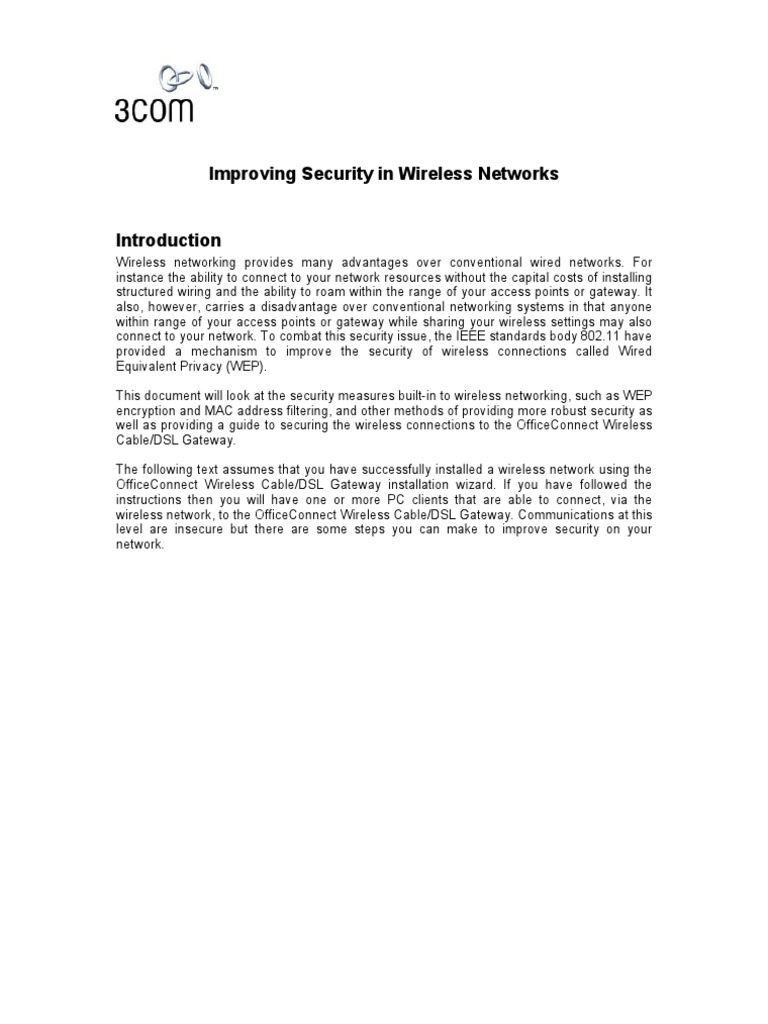 Improving Your Wireless Security | PDF | Wireless Lan | Computer Network
