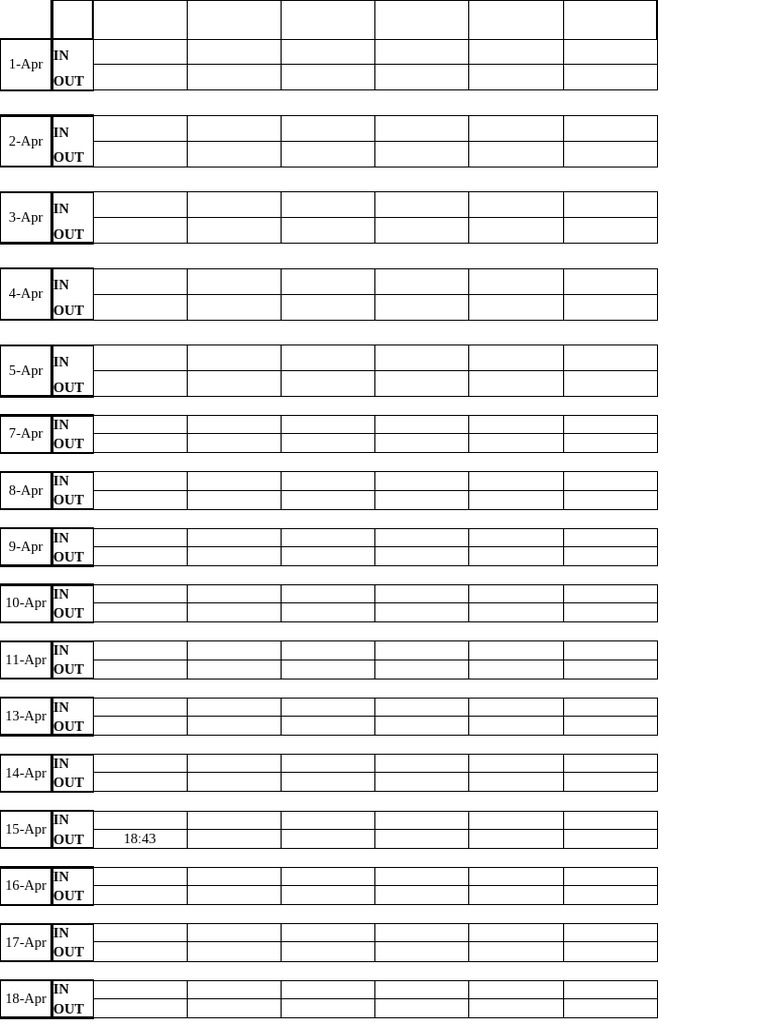 April Attendance Log | PDF