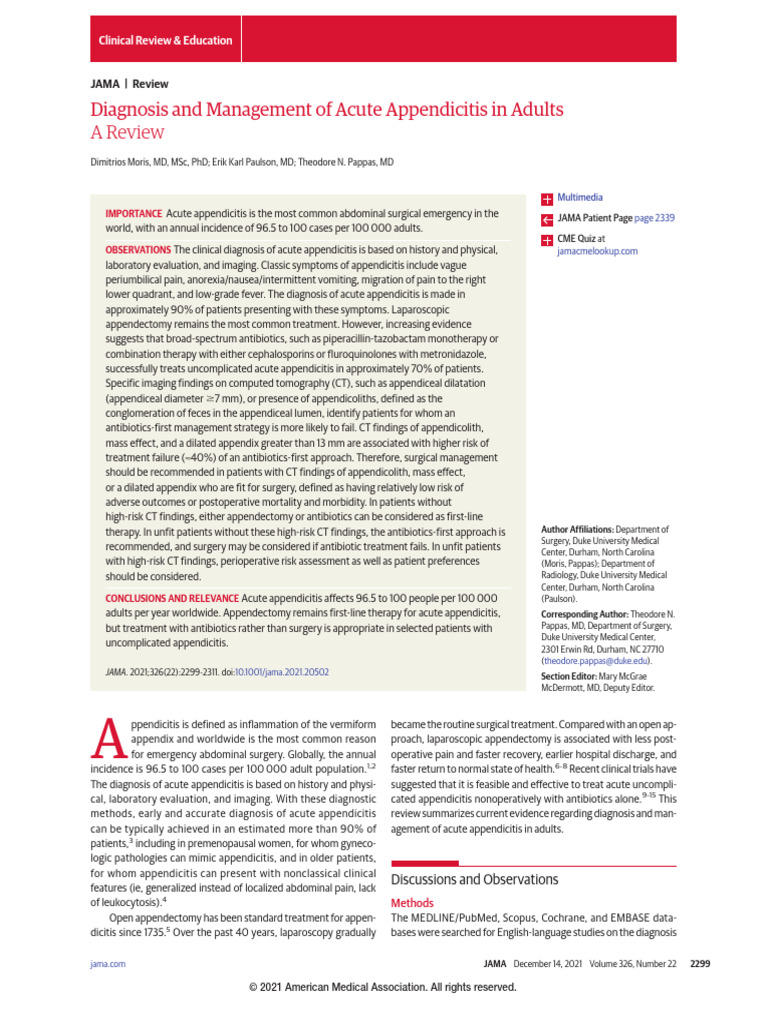 Acute Appendicitis: Diagnosis & Treatment | PDF | Abdomen | Medical Imaging