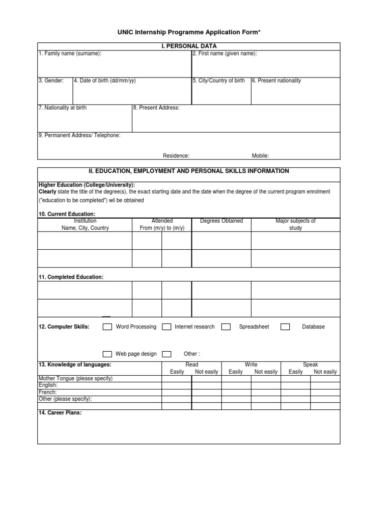 Internship Application | PDF | Internship | Job Hunting