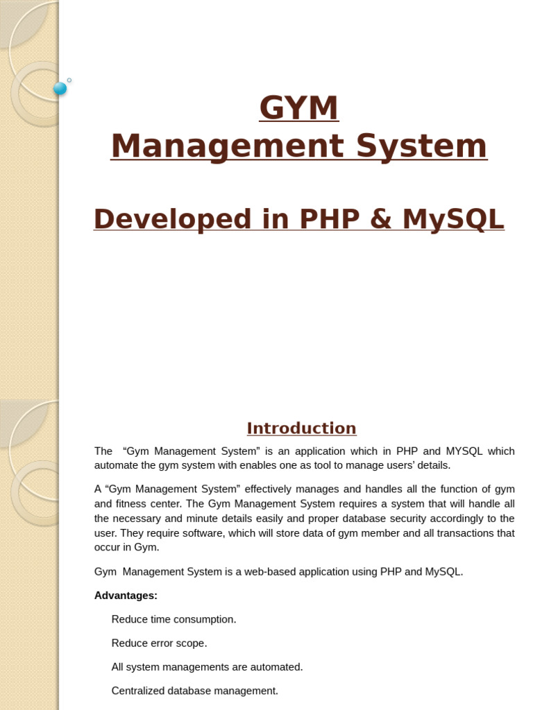 Gym Management System Overview | PDF | Databases | Operating System