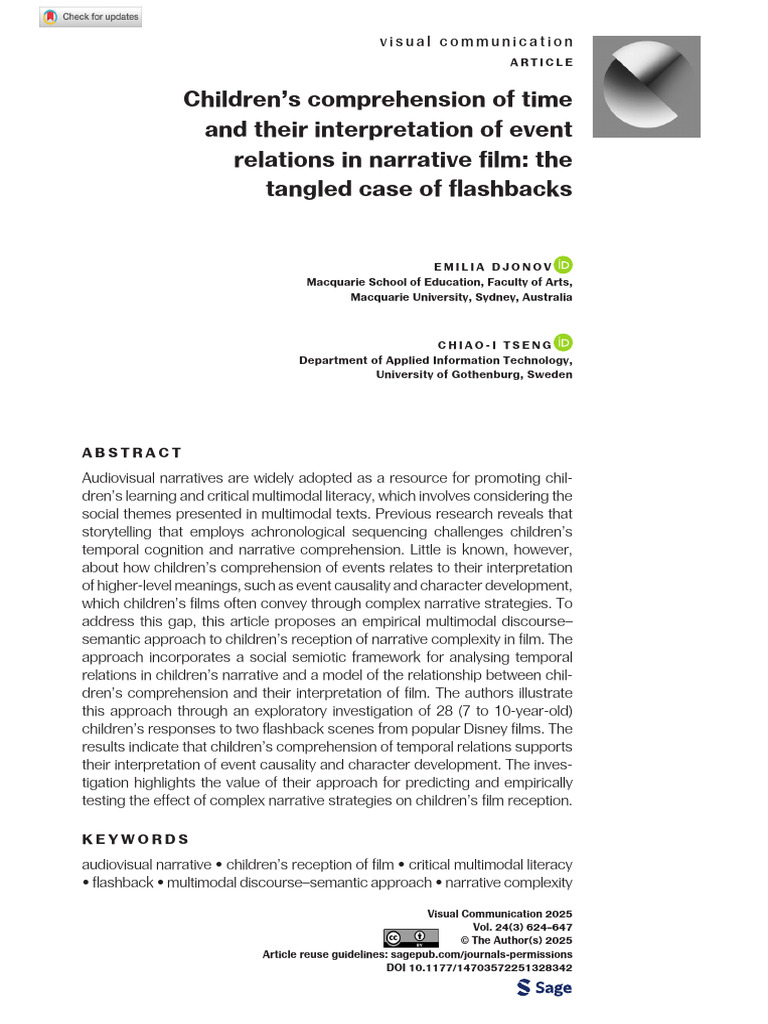 Childrens Comprehension of Time and Their Interpretation of Event ...