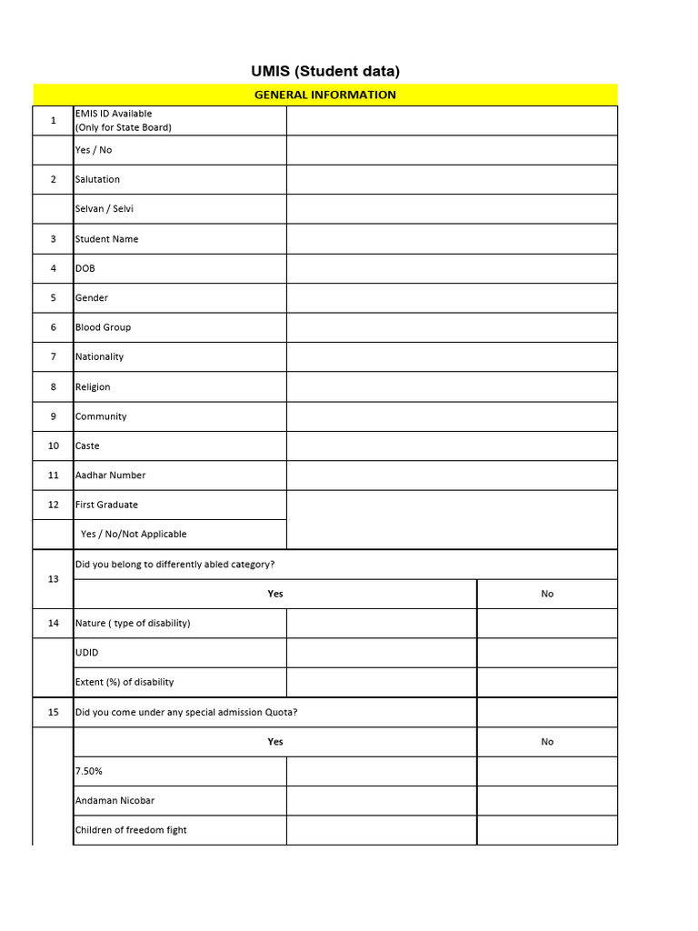 Student Data Collection Template | PDF | Social Policy