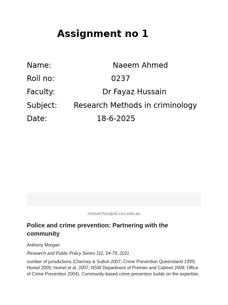 Community Policing and Crime Prevention | PDF | Police | Community Policing