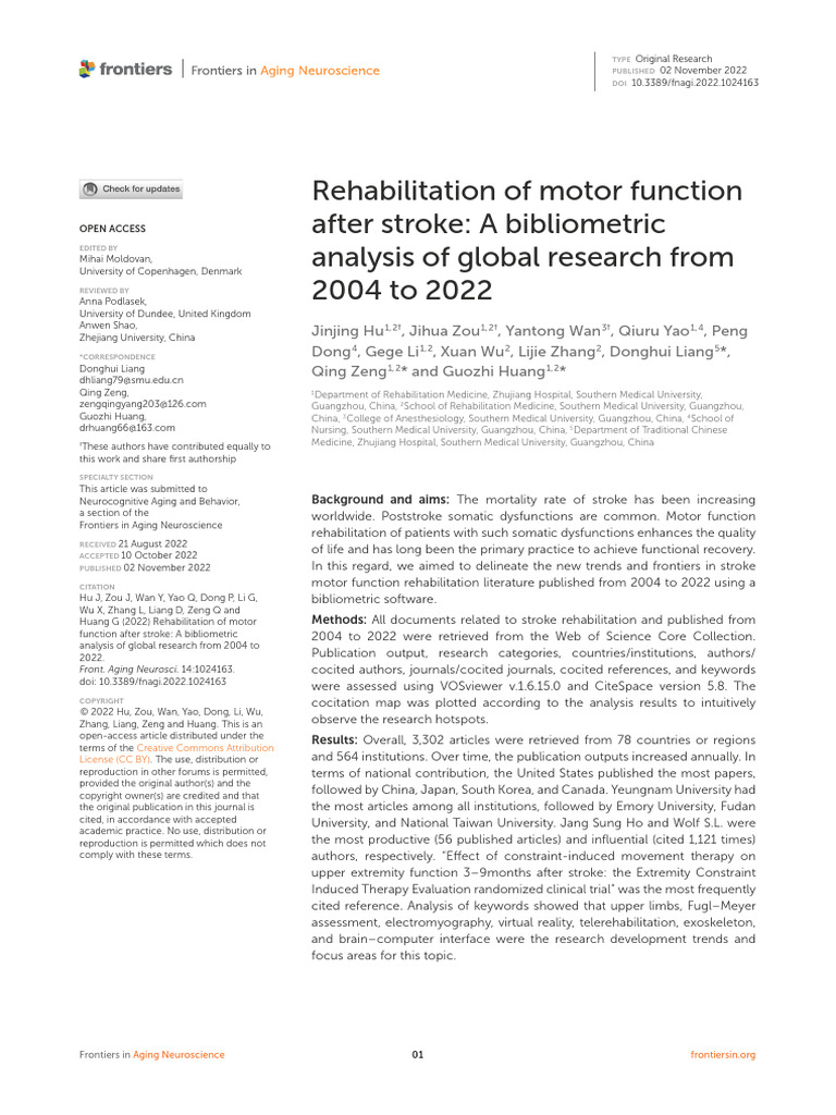 Rehabilitation of Motor Function After Stroke | PDF | Stroke | Physical ...