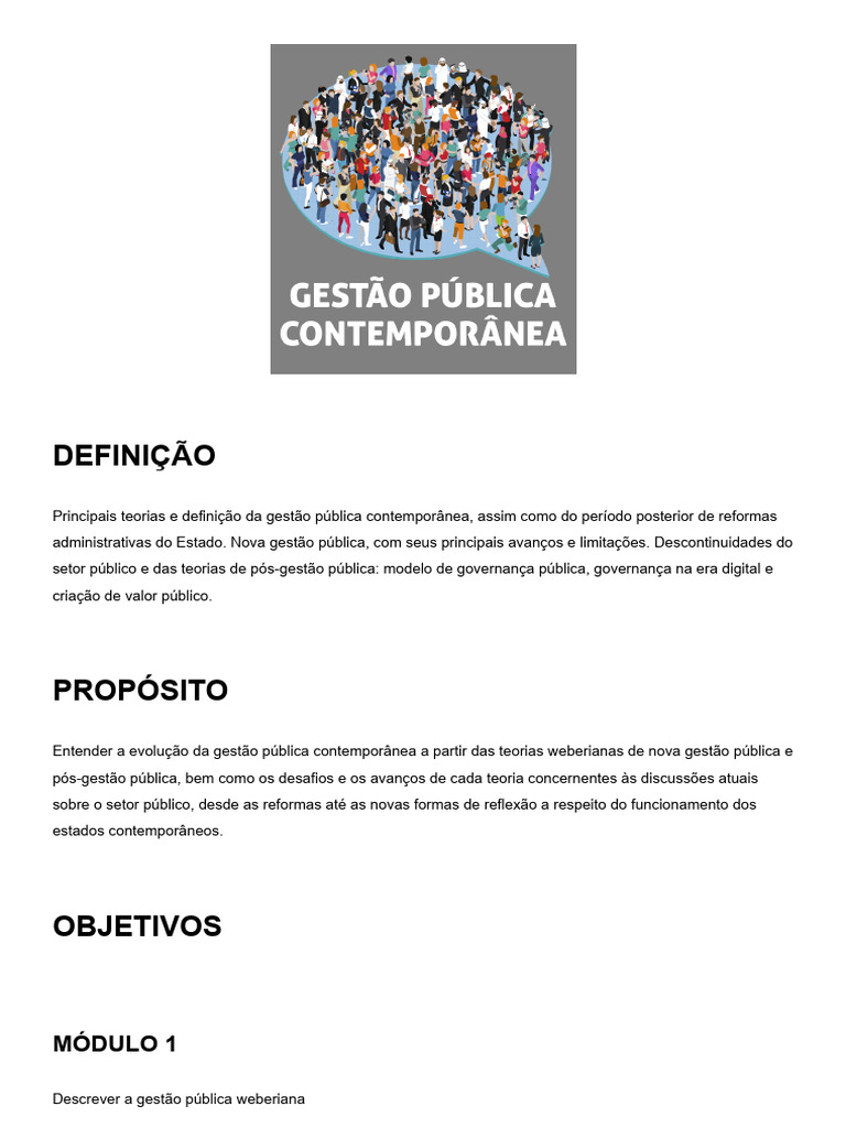 Evolução da Gestão Pública Contemporânea | PDF | Governança ...