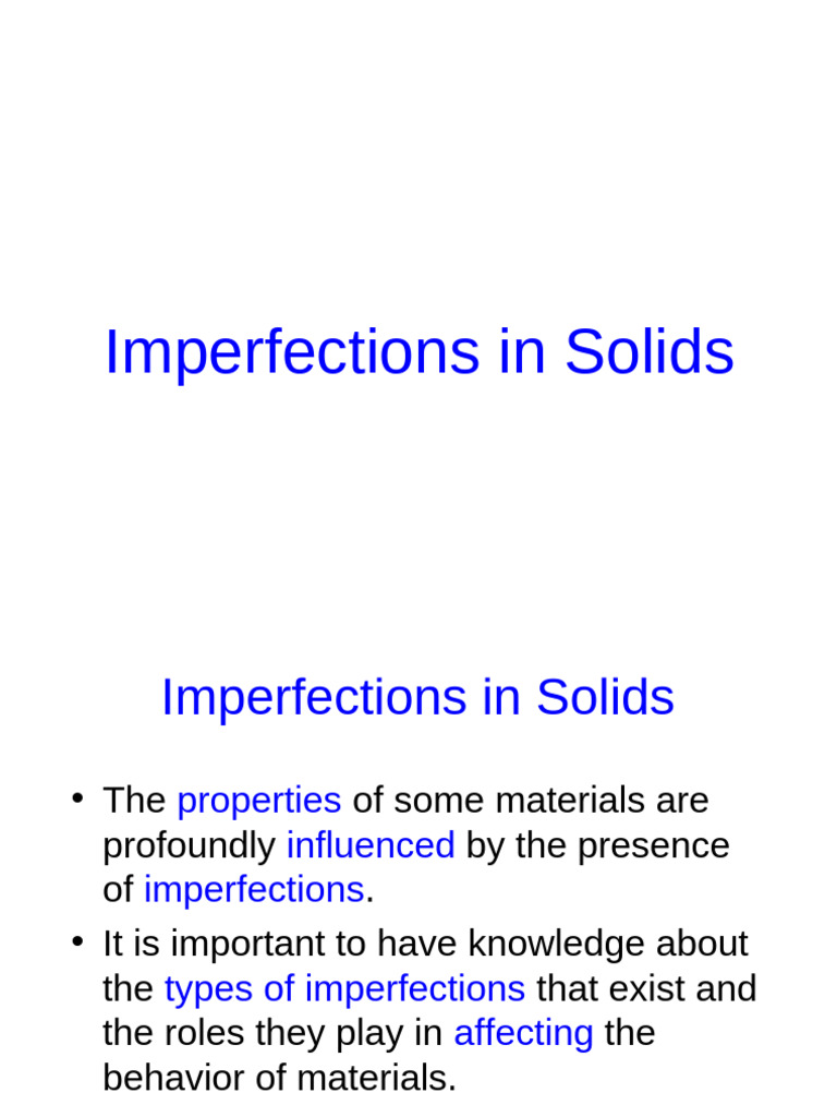Understanding Imperfections in Solids | PDF | Alloy | Crystal Structure