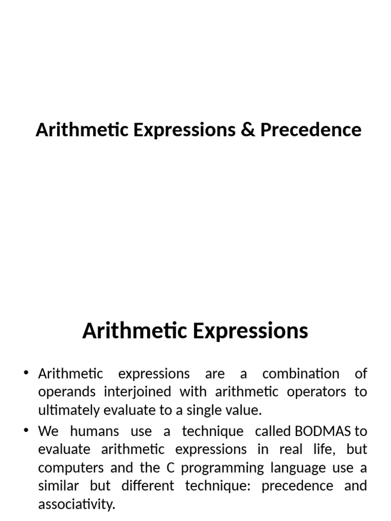 Arithmetic Expressions & Precedence | PDF