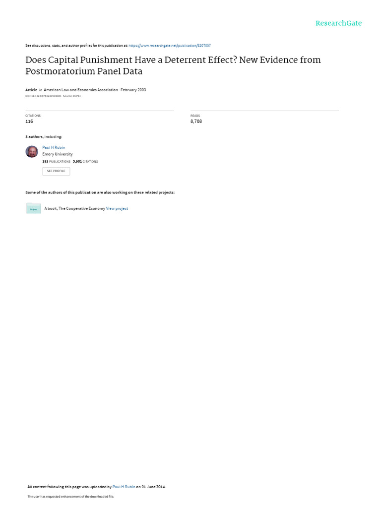 Capital Punishment's Deterrent Effect | PDF | Econometrics | Capital ...