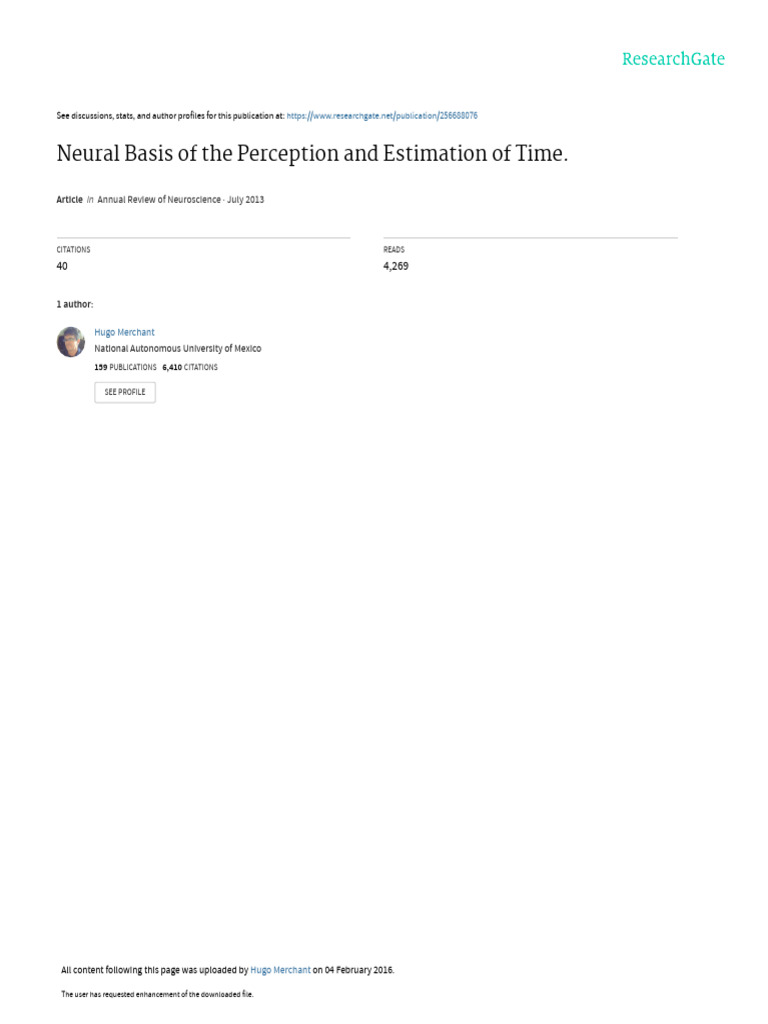 Neuroscience and Time | PDF | Perception | Time