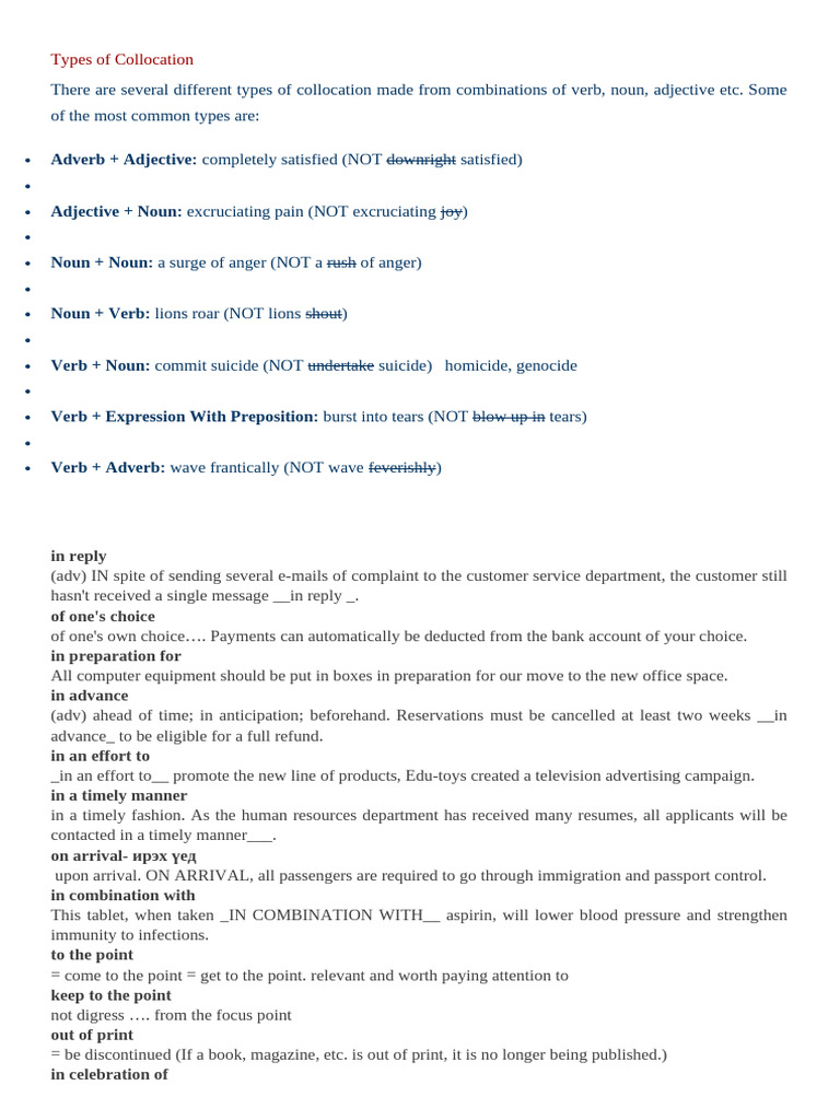 Understanding Collocations of Key Verbs | PDF | Noun | Verb