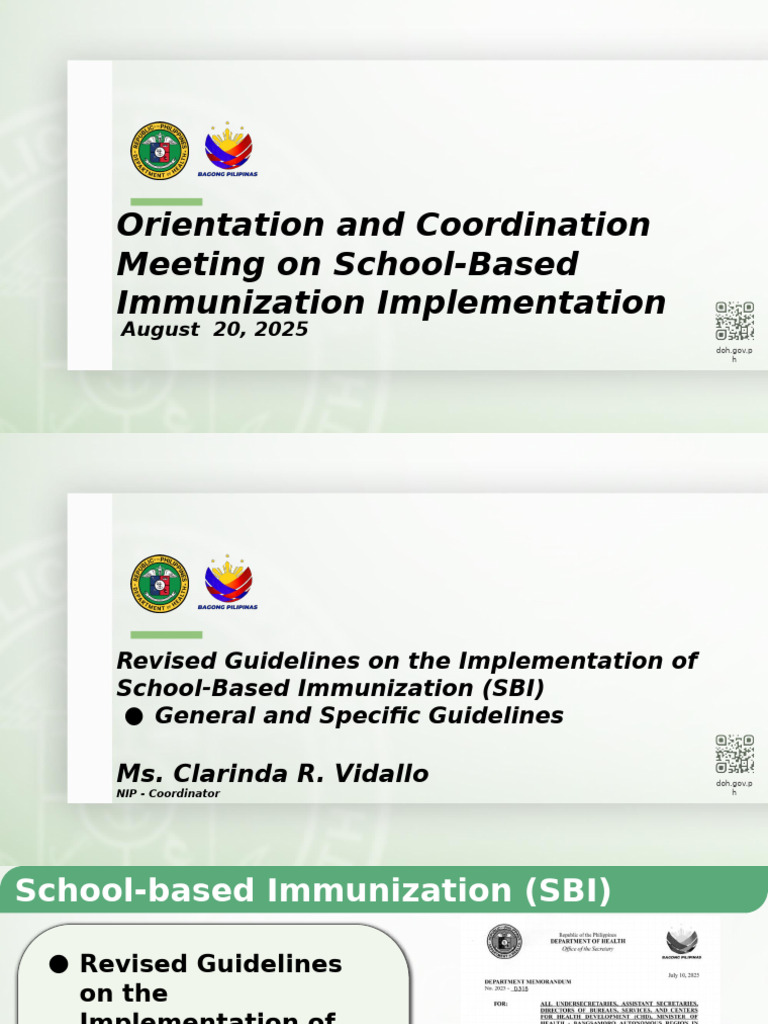 Orientation and Coordination Meeting On School Based Immunization ...