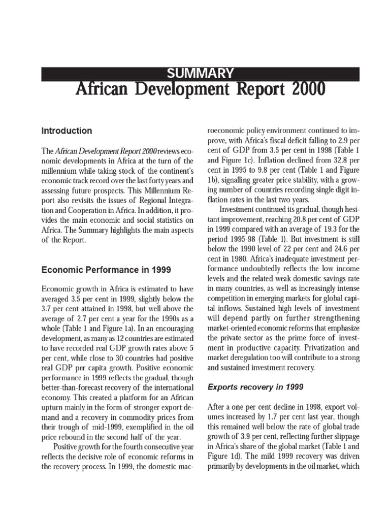 African Development Report 2000 Insights | PDF | Gross Domestic Product ...