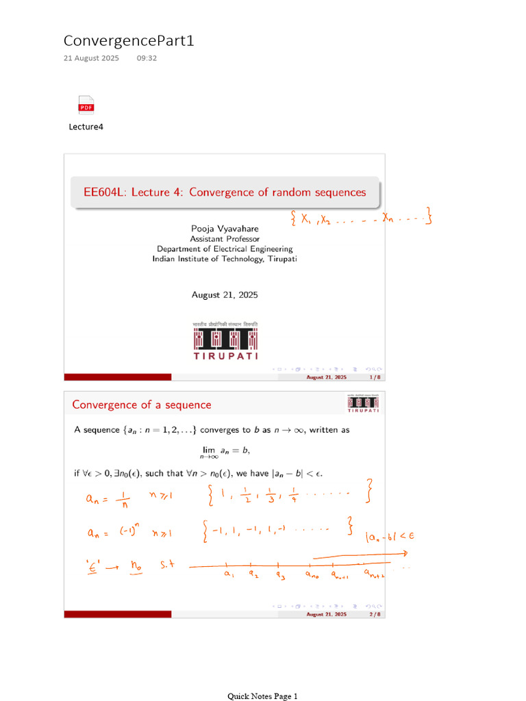 Convergence Lecture Notes Part 1 | PDF