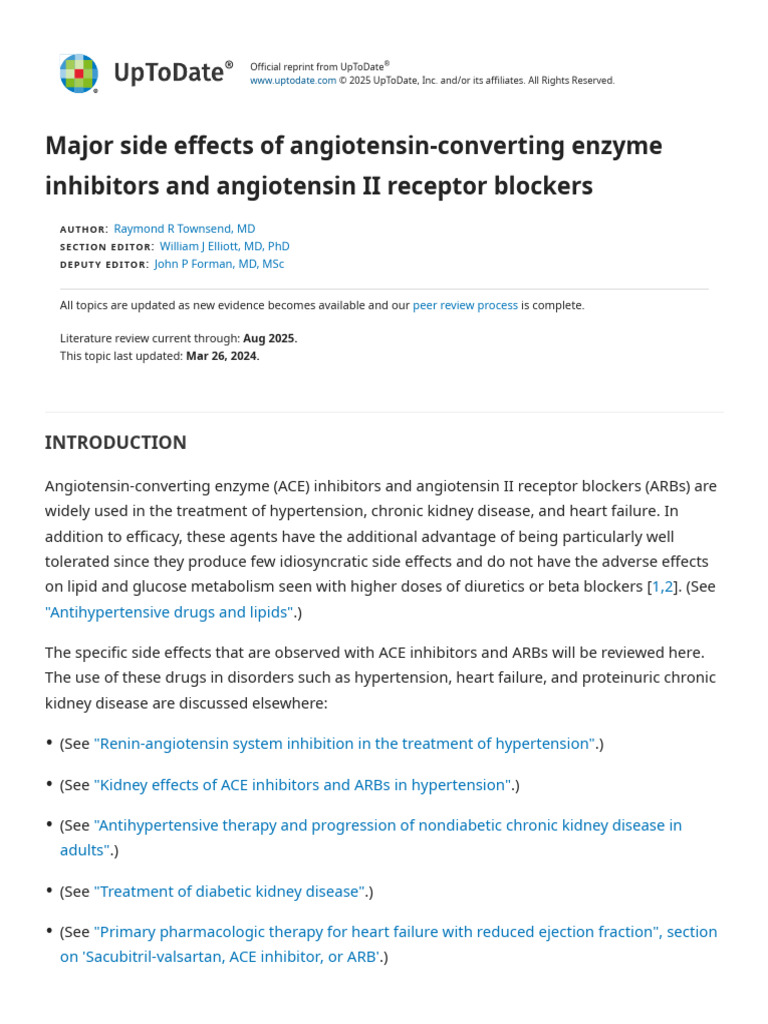 Major Side Effects of Angiotensin-Converting Enzyme Inhibitors and ...