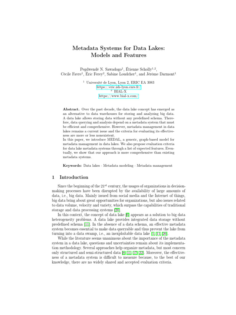Metadata Systems For Data Lakes | PDF | Metadata | Data