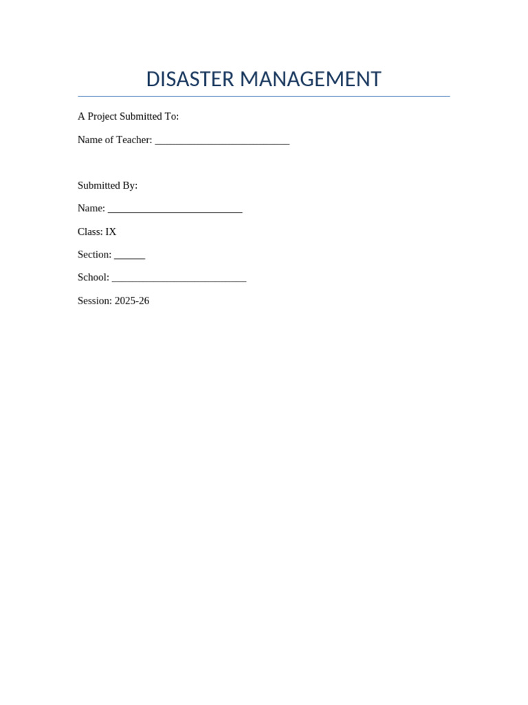 Comprehensive Guide to Disaster Management | PDF