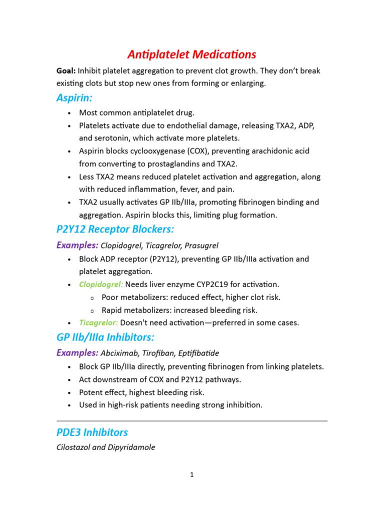 Antiplatelet and Anticoagulant Overview | PDF | Coagulation | Platelet