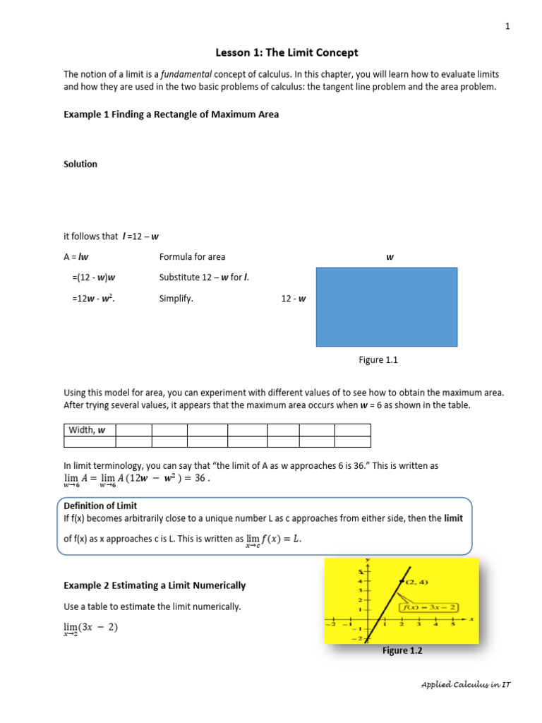 Lesson 1 Limit Concepts | PDF | Area | Geometry