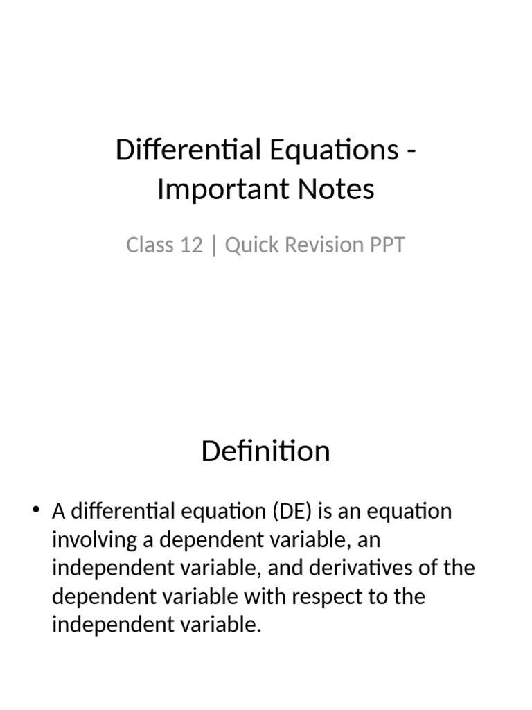 Class 12 Differential Equations Guide | PDF