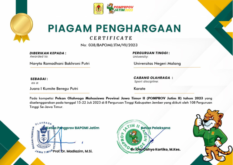 Universitas Negeri Malang - Navyta Ramadhani Bakhroni Putri - Juara I ...