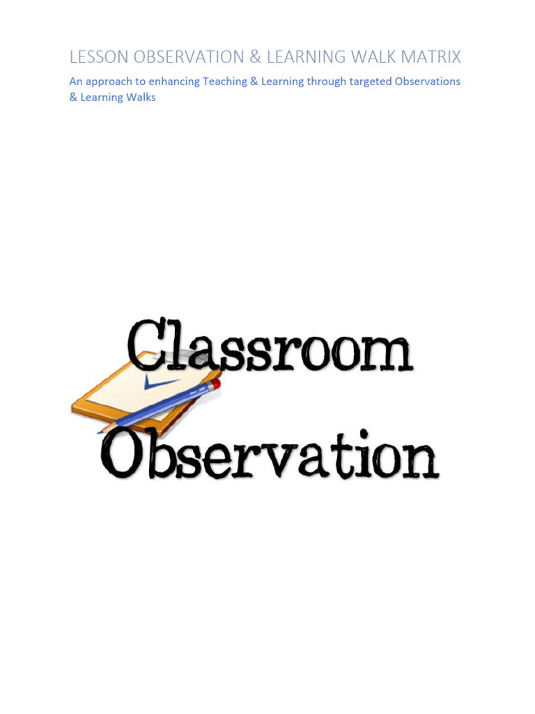 Lesson Observation & Learning Walk Guide | PDF | Teaching Method | Learning