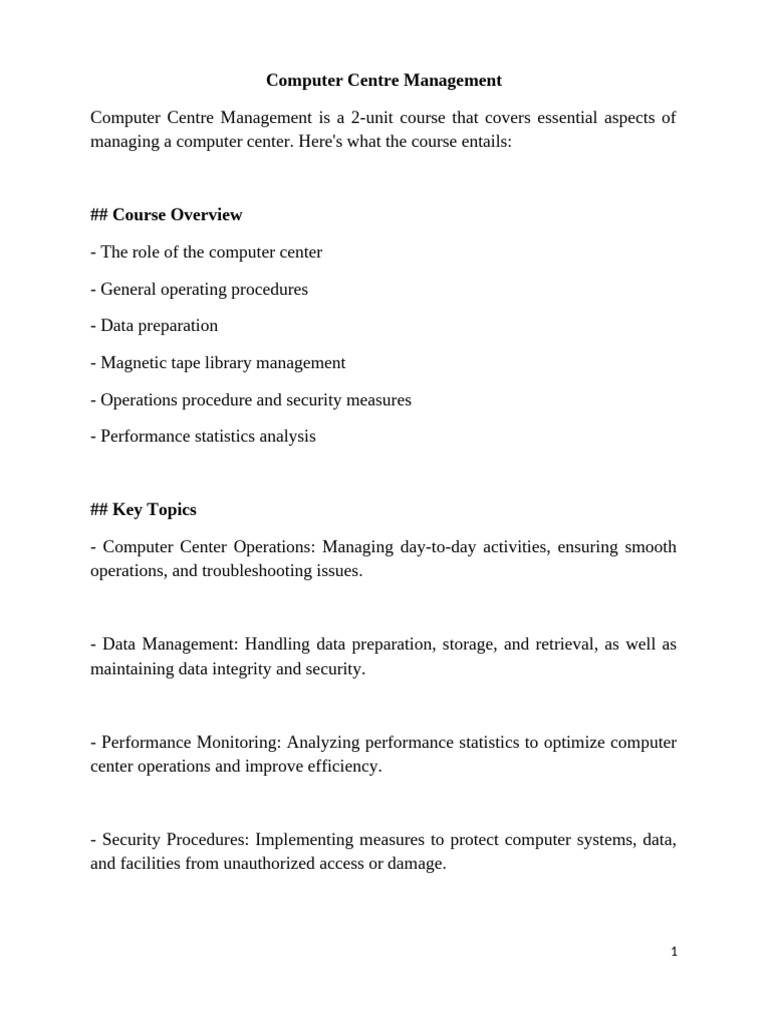 Computer Center Management Essentials | PDF | Security | Computer Security