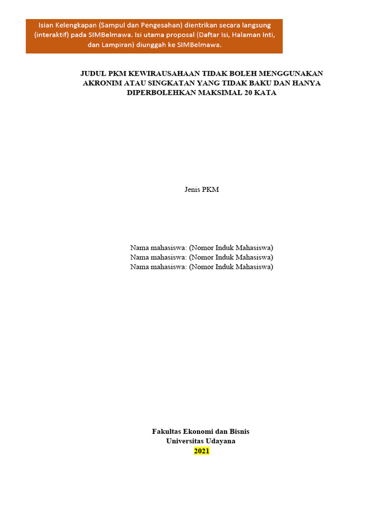 Panduan Penulisan Proposal PKM-K | PDF