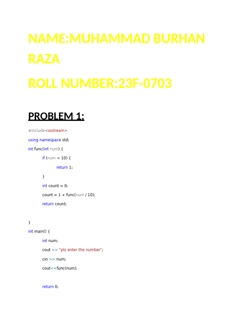 C++ Recursive Functions Examples | PDF