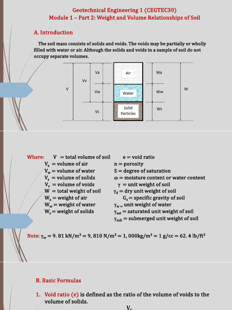 Soil Weight and Volume Relationships | PDF | Density | Physical Quantities