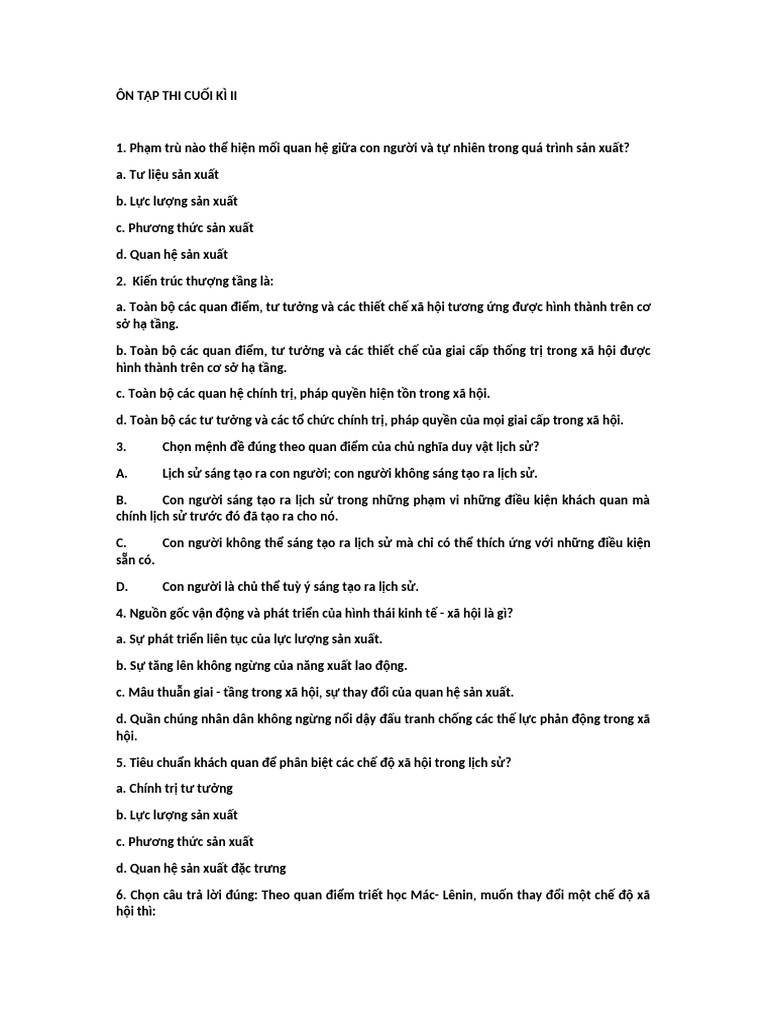 Ôn Tập Thi CK - Gui SV | PDF