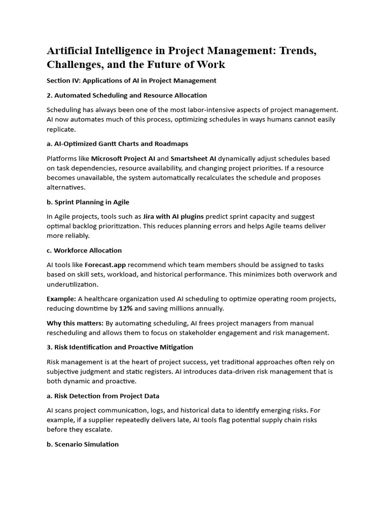 AI Applications in Project Management | PDF | Artificial Intelligence ...