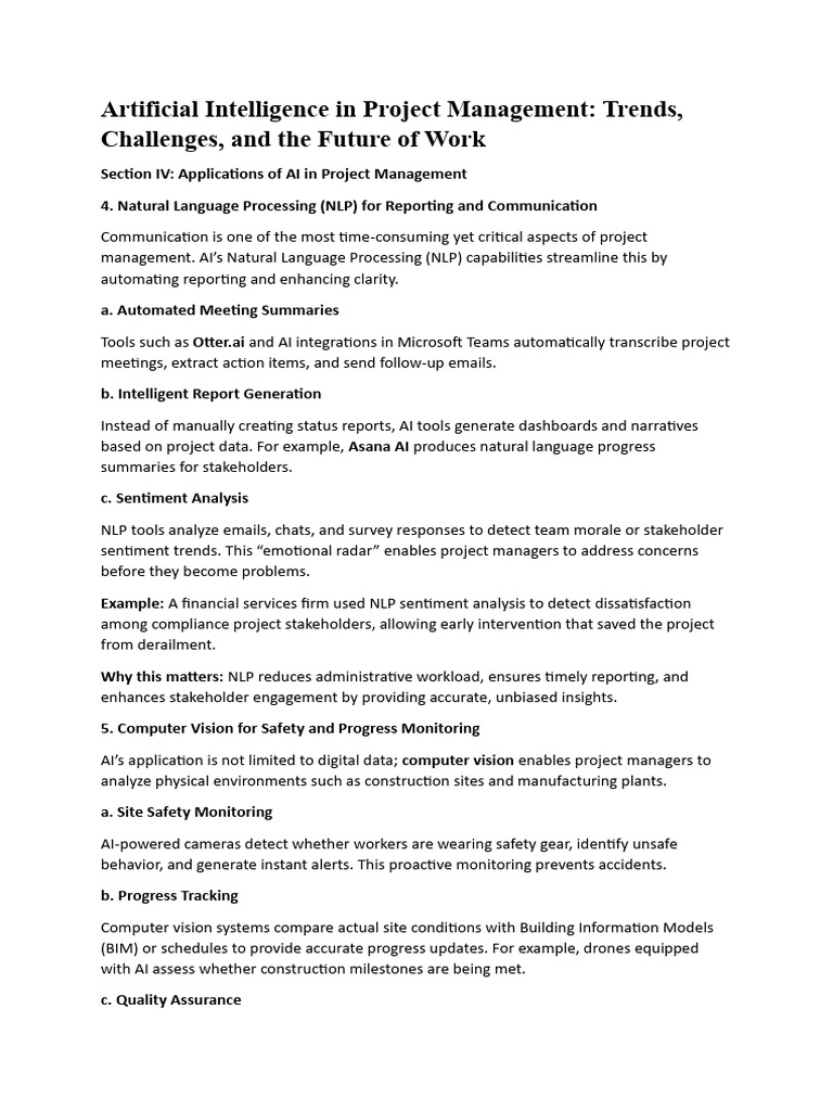 AI Applications in Project Management | PDF | Artificial Intelligence ...